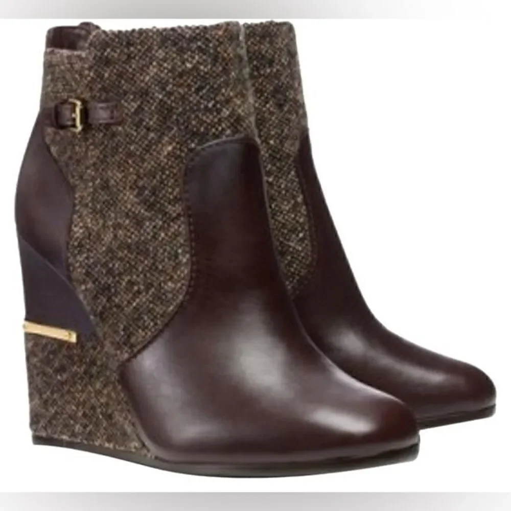 Tory Burch Brown New Cherie Wedge Boots/Booties Sz 6